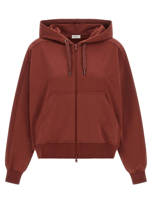 Sweat-shirt en coton bordeaux Brunello Cucinelli