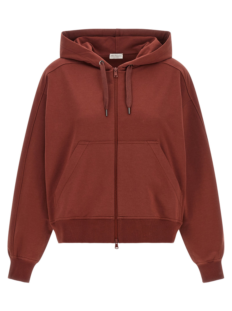 Sweat-shirt en coton bordeaux Brunello Cucinelli