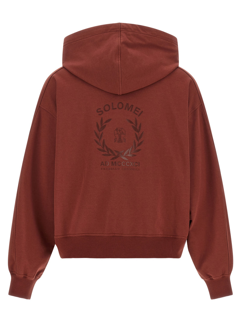 Sweat-shirt en coton bordeaux Brunello Cucinelli