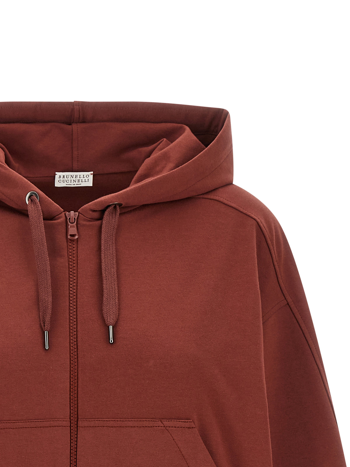Sweat-shirt en coton bordeaux Brunello Cucinelli