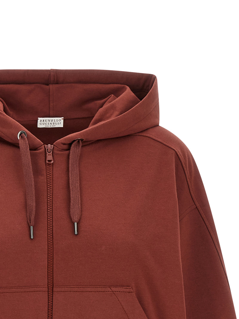 Sweat-shirt en coton bordeaux Brunello Cucinelli