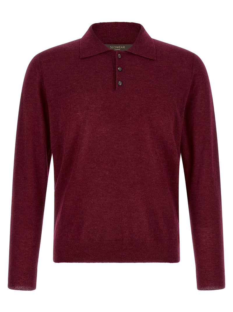 Polo ZANONE en cachemire Bordeaux