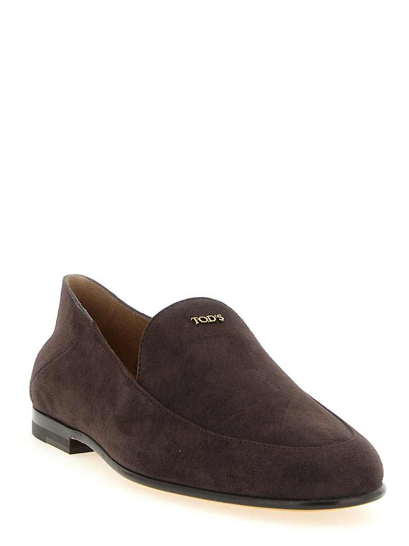Mocassins à enfiler en cuir de chèvre marron Tod's