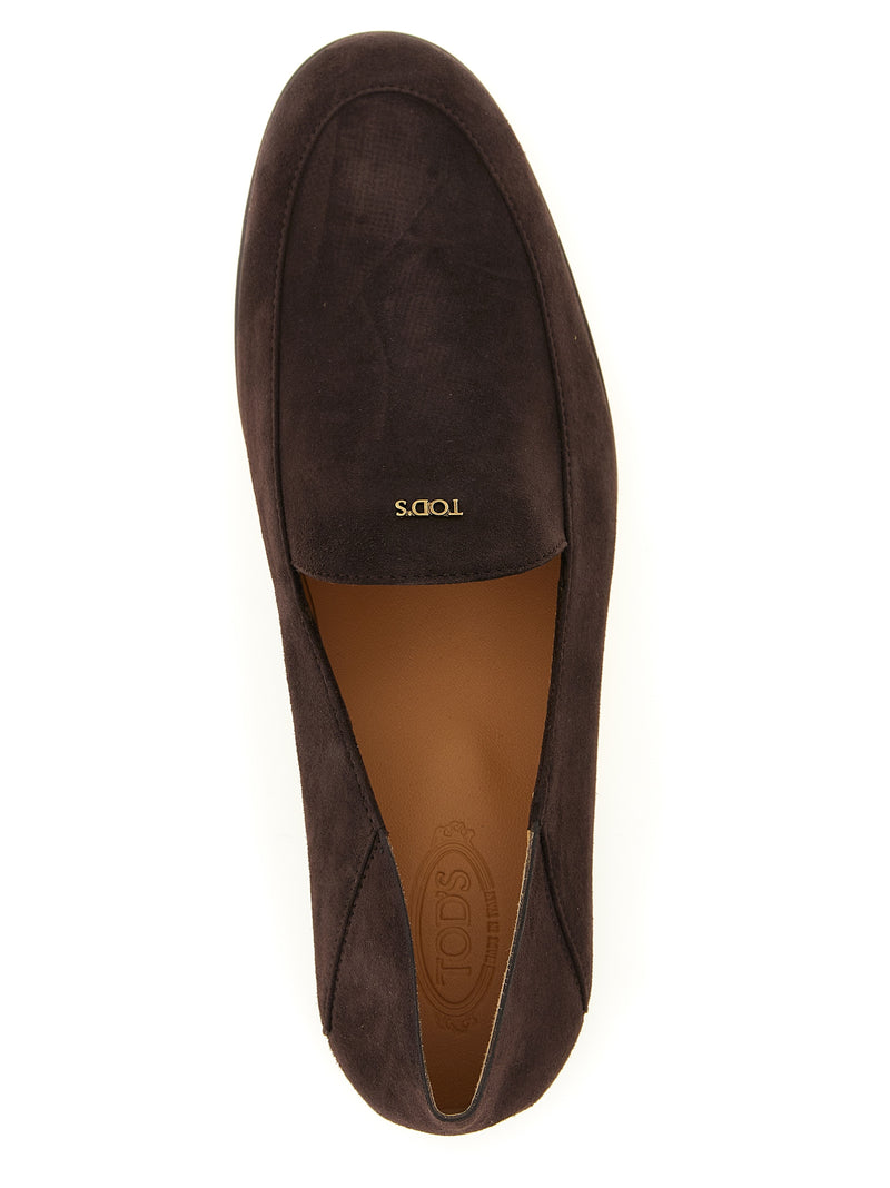 Mocassins à enfiler en cuir de chèvre marron Tod's