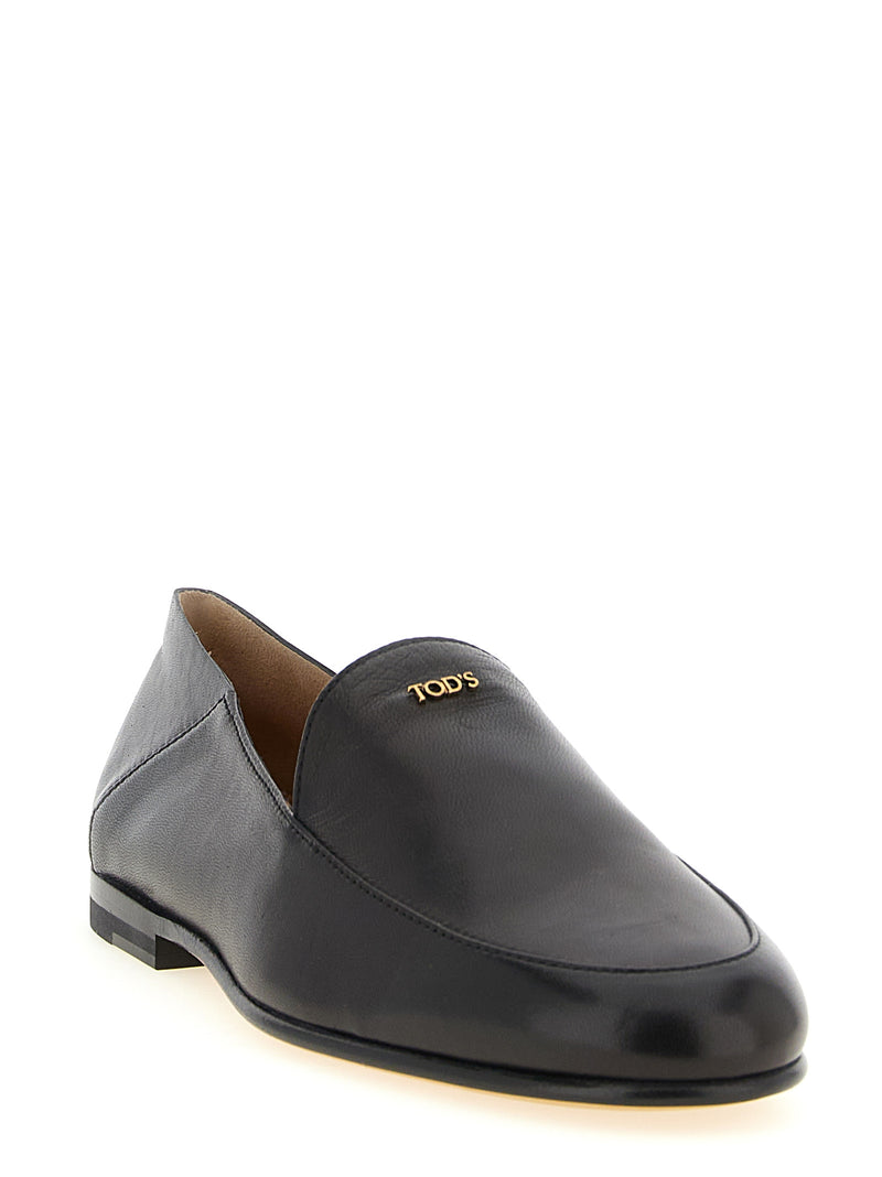 Mocassins à enfiler en cuir d'agneau noir Tod's