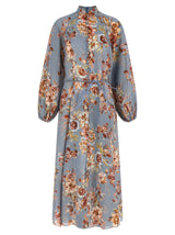 Zimmermann Blue Linen Long Dress - Awaken Floral Print