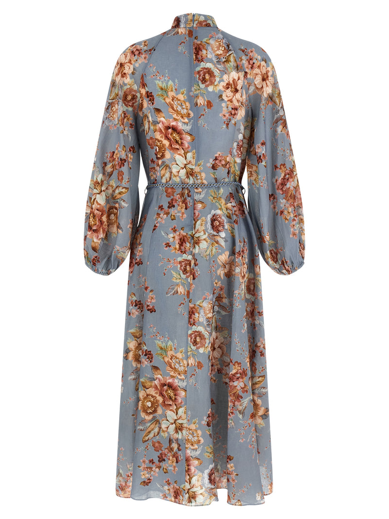 Zimmermann Blue Linen Long Dress - Awaken Floral Print