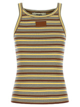 T-shirt sans manches en coton multicolore Fendi