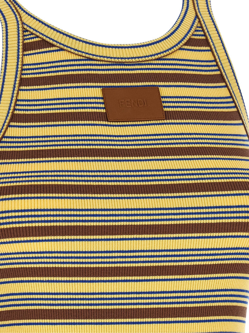 Fendi Multicolor Cotton Sleeveles T-Shirt