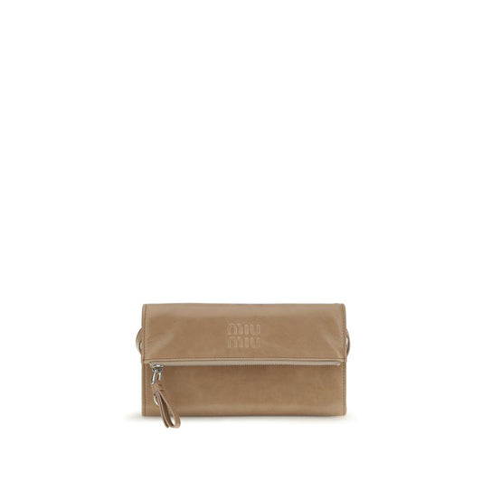Pochette Miu Miu en Cuir de Veau Beige Bos Taurus