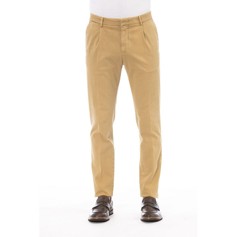 Peserico Beige Cotton Men Pants - Timeless Elegance