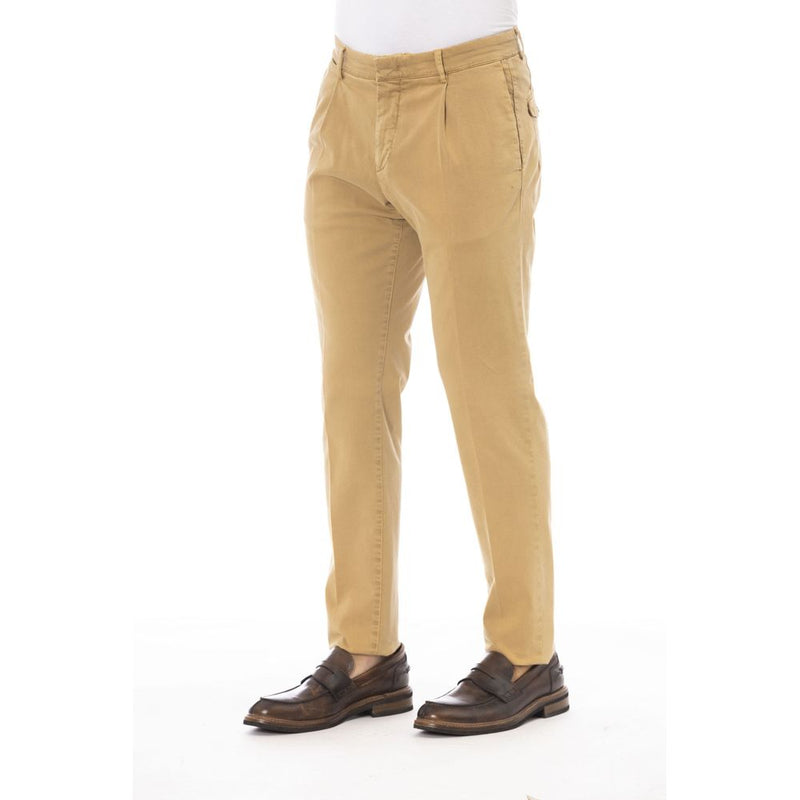 Peserico Beige Cotton Men Pants - Timeless Elegance