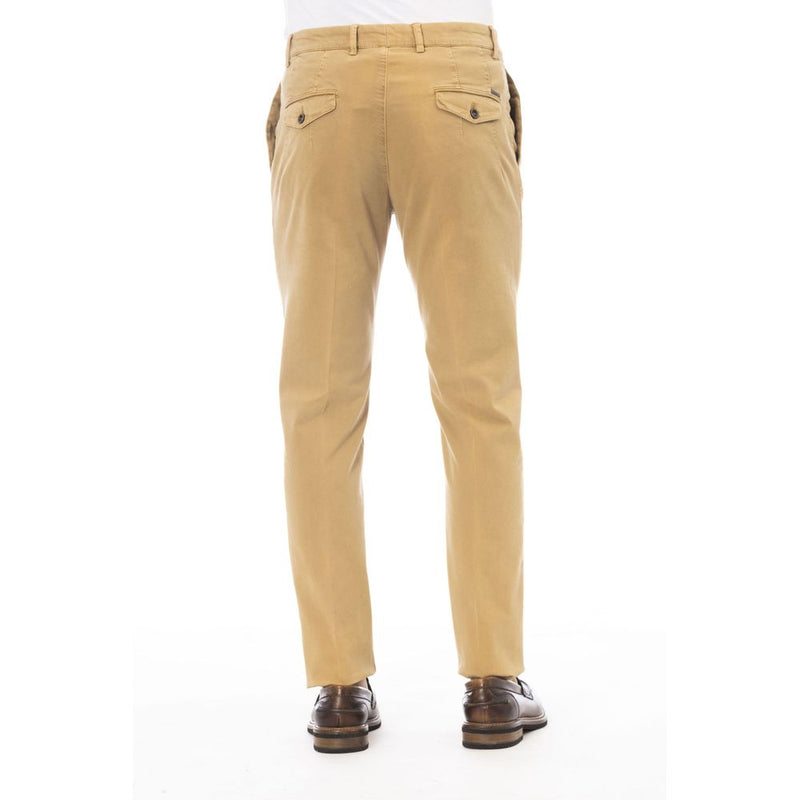 Peserico Beige Cotton Men Pants - Timeless Elegance