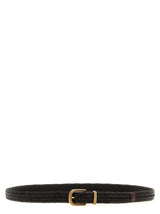 Ceinture Brunello Cucinelli en cuir marron coupe classique