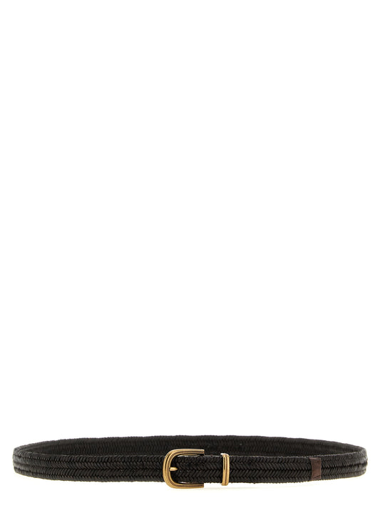 Ceinture Brunello Cucinelli en cuir marron coupe classique
