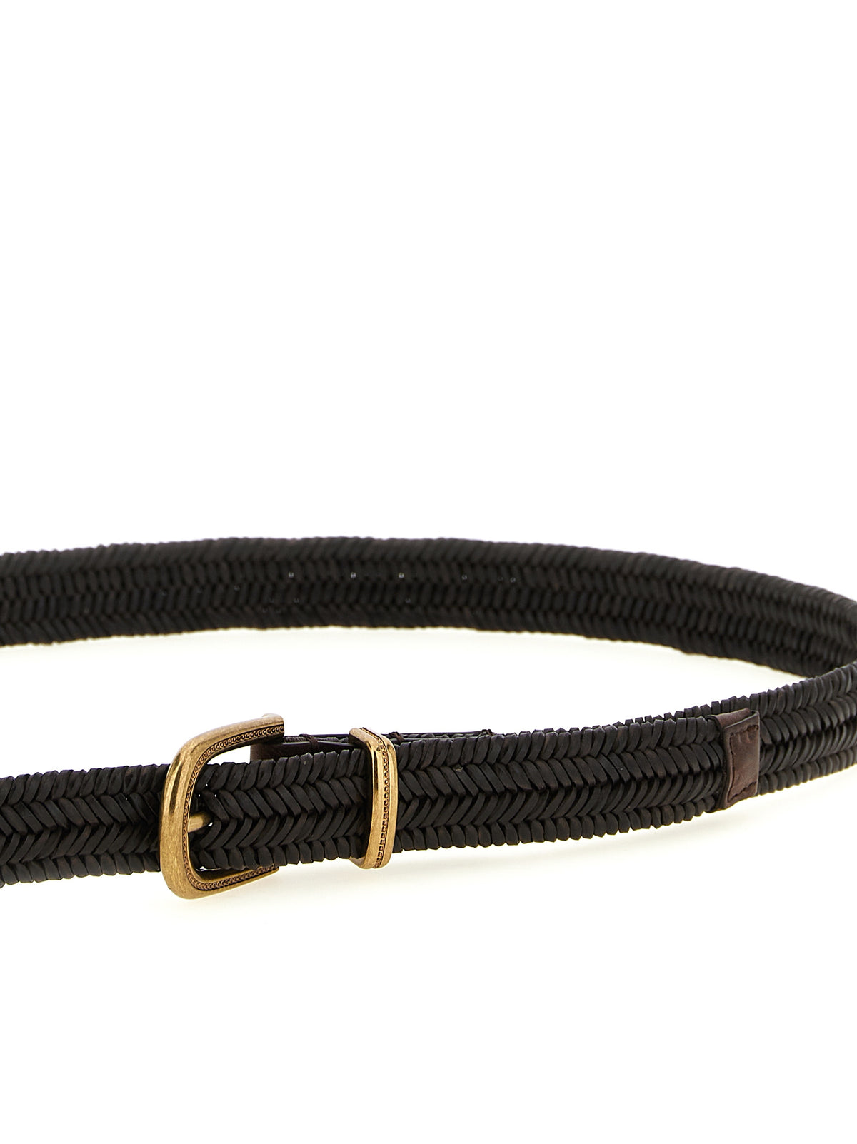 Ceinture Brunello Cucinelli en cuir marron coupe classique
