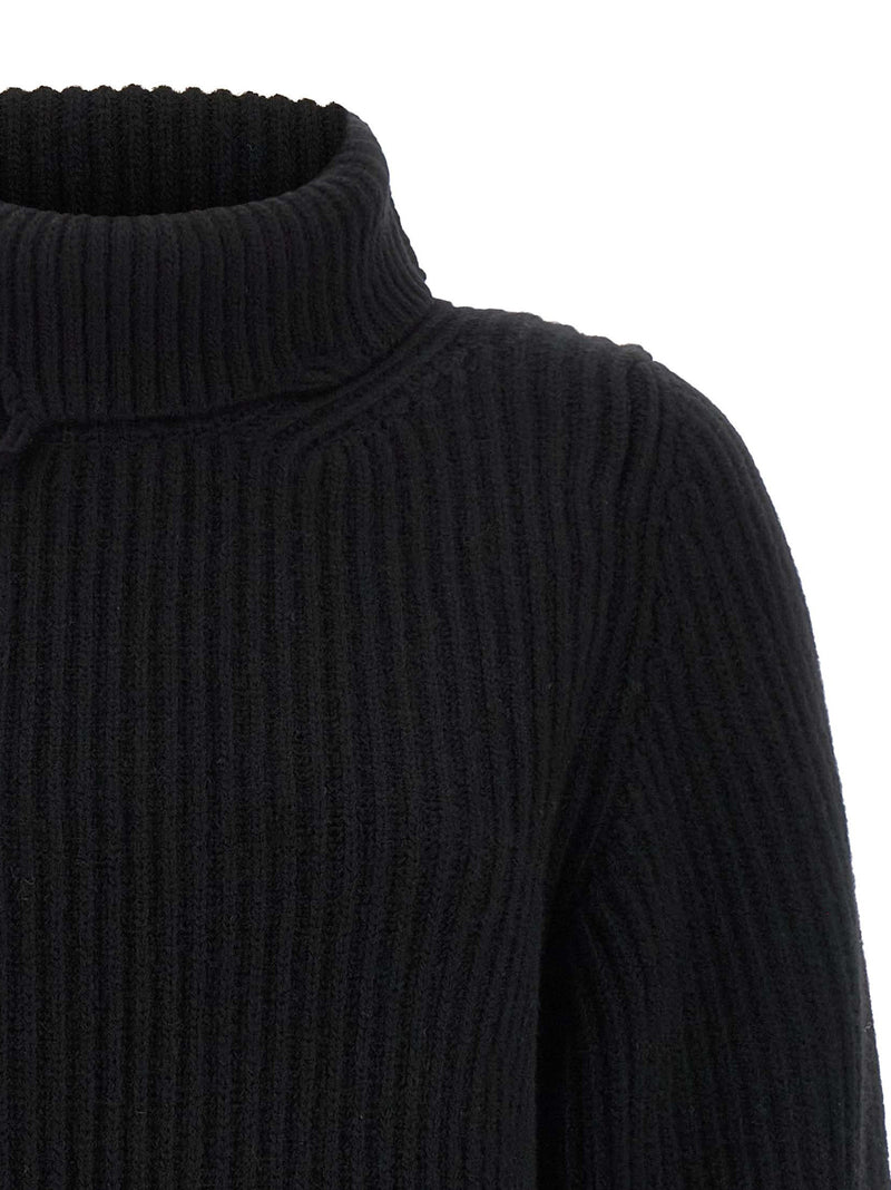 Cardigan en laine mérinos noire Haikure
