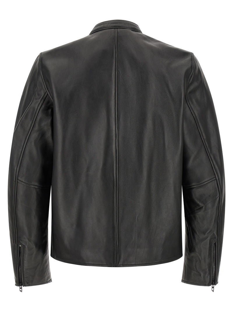 Veste en cuir d'agneau noire Diesel