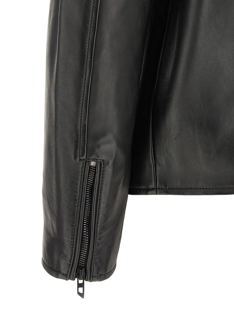 Veste en cuir d'agneau noire Diesel