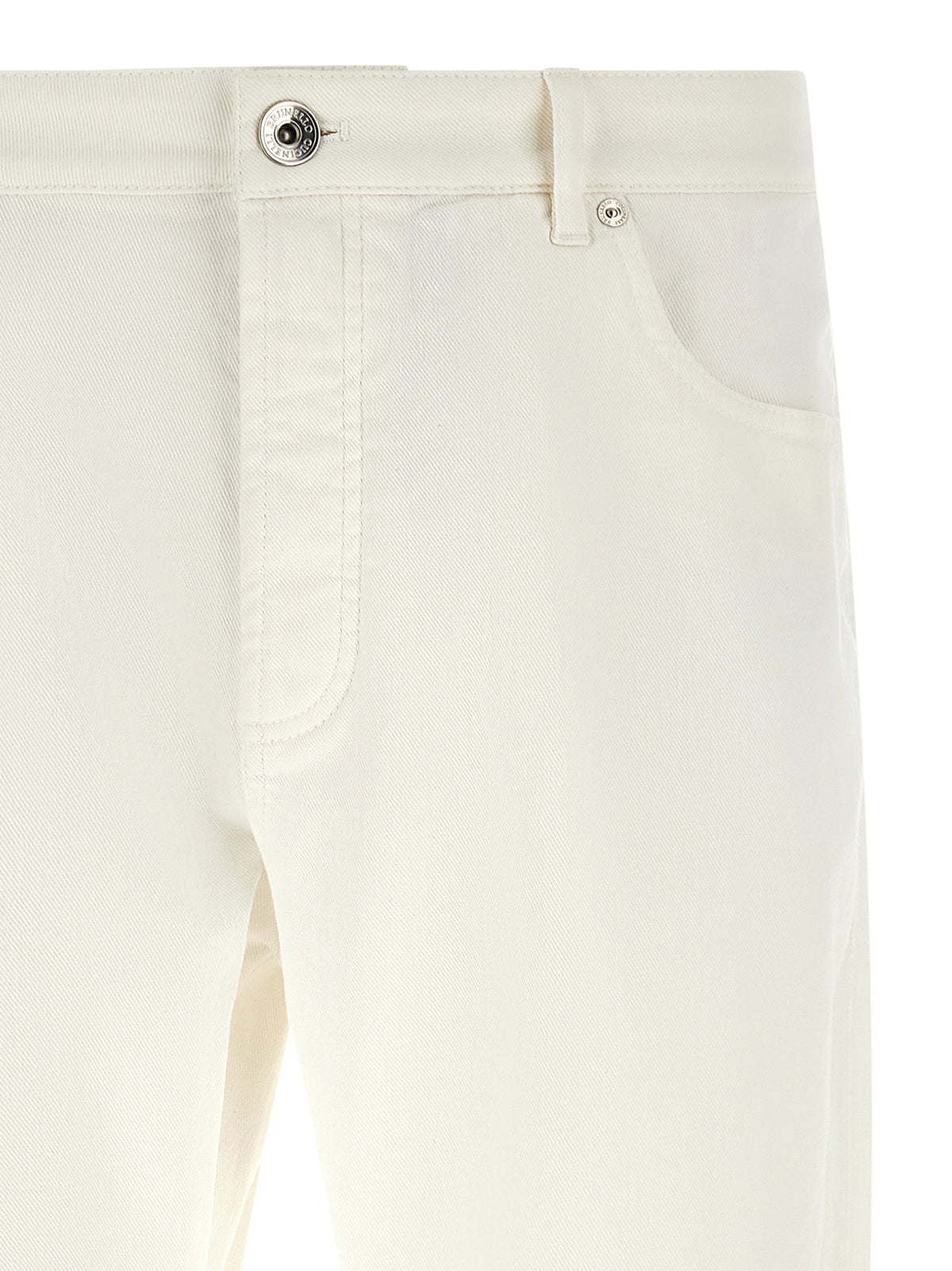 Brunello Cucinelli White Cotton Cropped Jeans