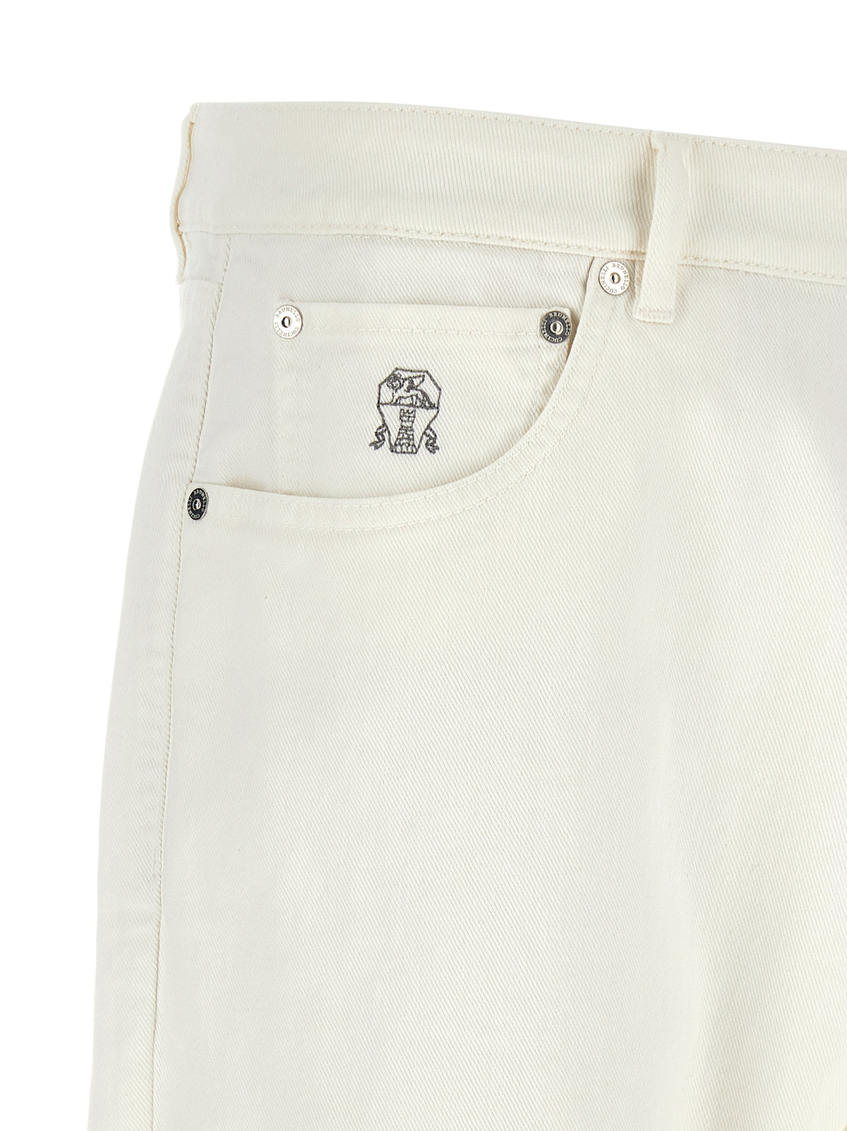 Brunello Cucinelli White Cotton Cropped Jeans