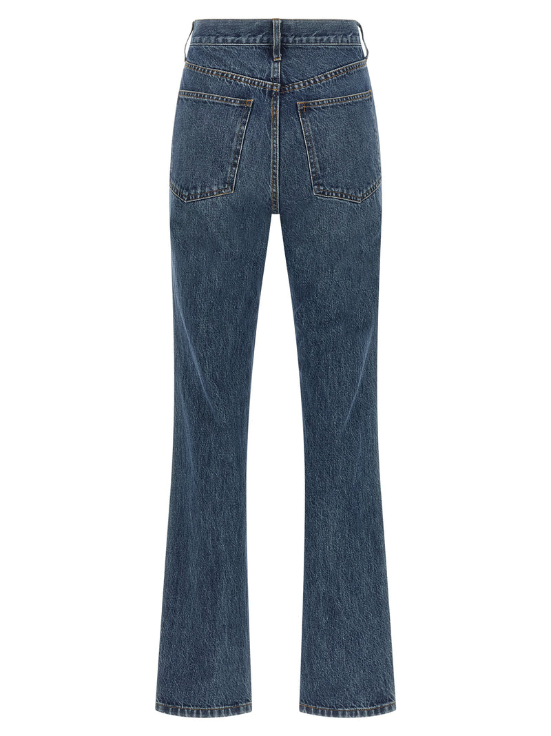CO Blue Cotton Flared Jeans for Women