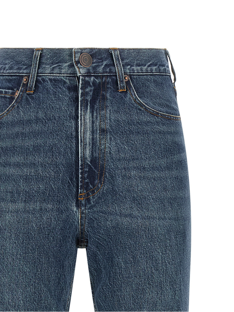 CO Blue Cotton Flared Jeans for Women