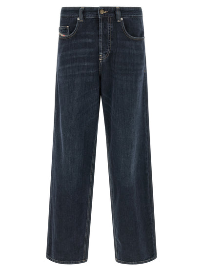 Diesel Blue Cotton Relaxed Fit Jeans