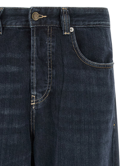 Diesel Blue Cotton Relaxed Fit Jeans