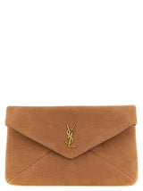 Pochette Saint Laurent en cuir d'agneau beige
