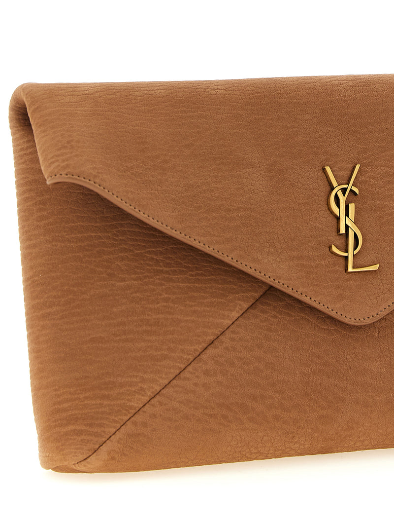 Pochette Saint Laurent en cuir d'agneau beige