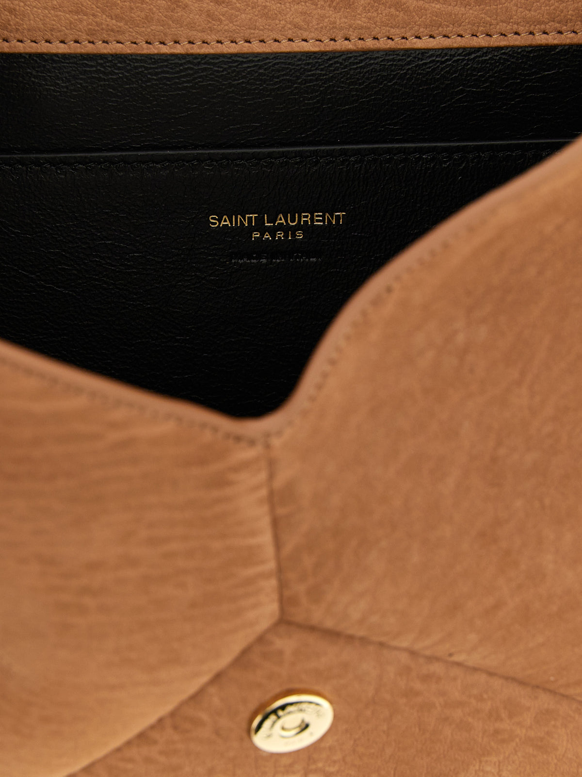 Pochette Saint Laurent en cuir d'agneau beige