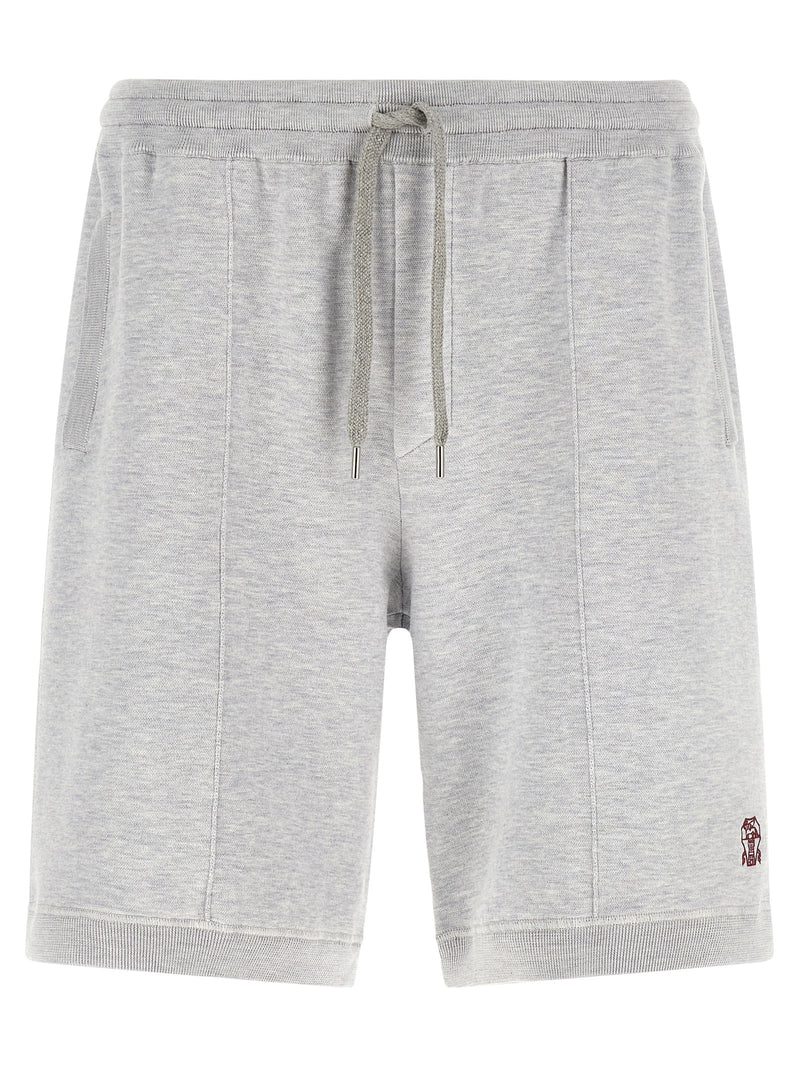 Brunello Cucinelli Gray Silk Bermuda Shorts