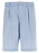 Brunello Cucinelli Blue Linen Bermuda Shorts for Men