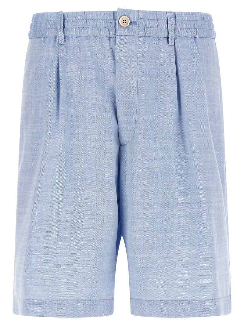 Brunello Cucinelli Blue Linen Bermuda Shorts