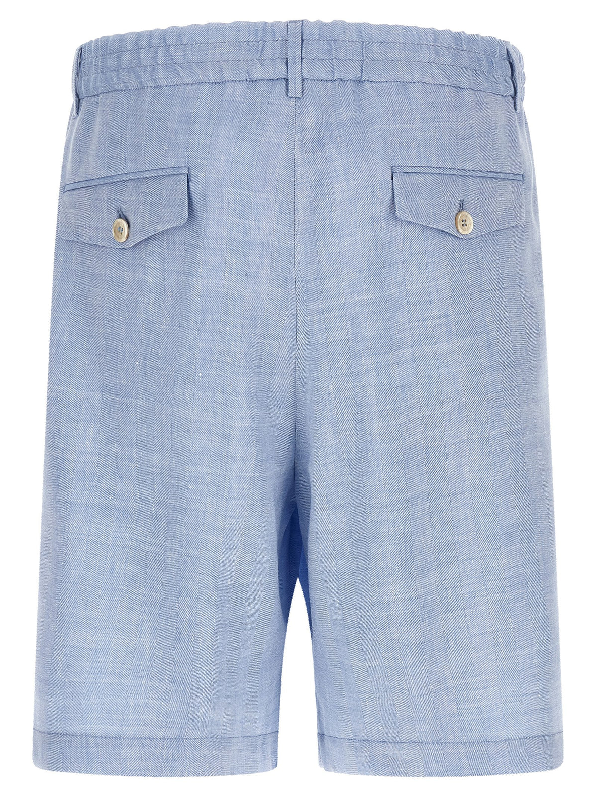 Brunello Cucinelli Blue Linen Bermuda Shorts for Men