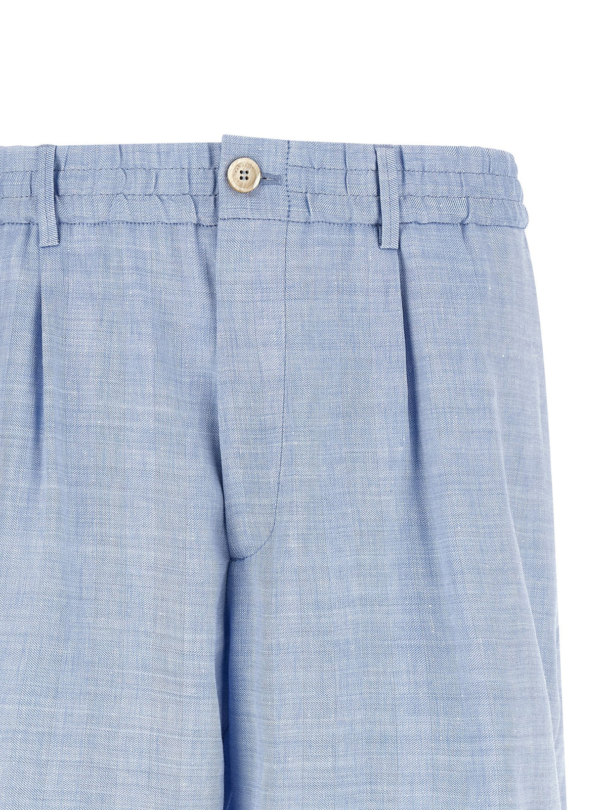 Brunello Cucinelli Blue Linen Bermuda Shorts for Men