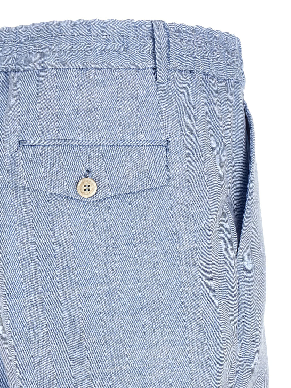 Brunello Cucinelli Blue Linen Bermuda Shorts for Men