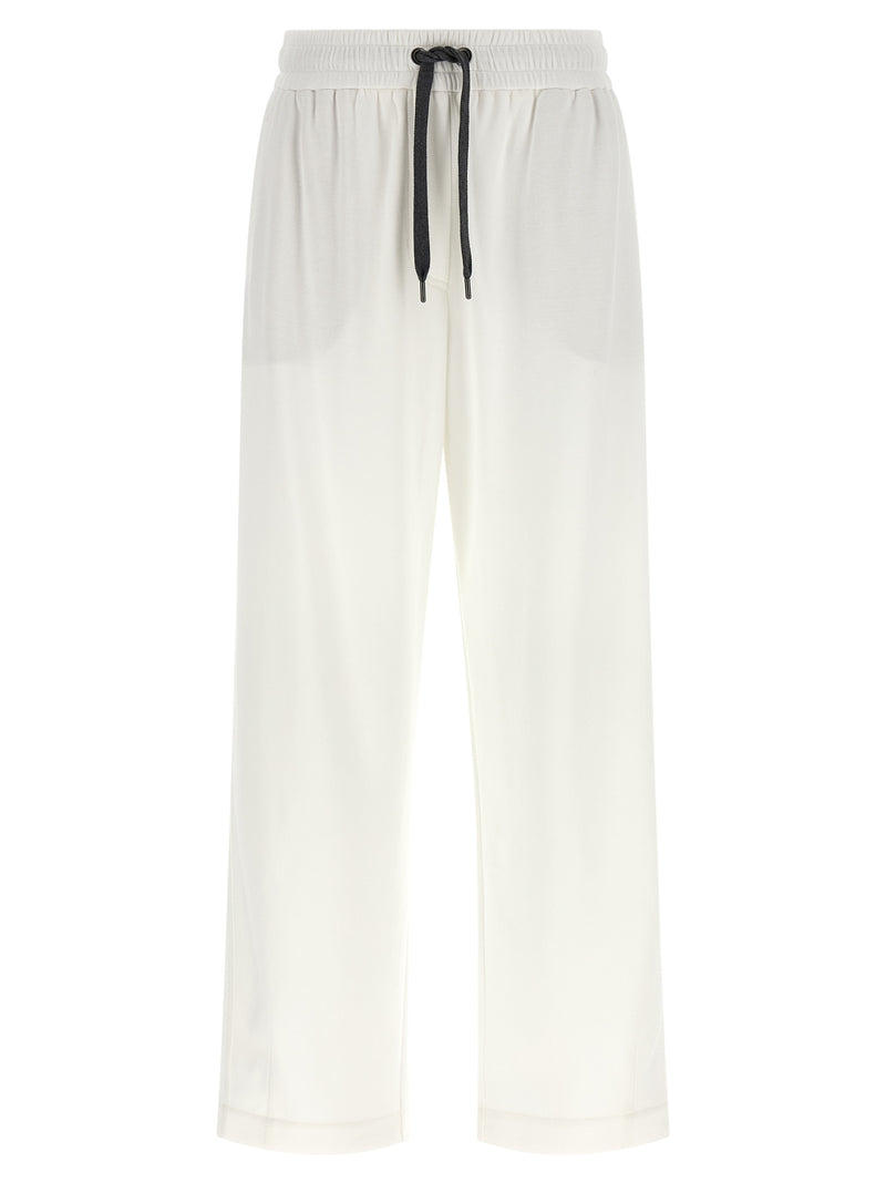 Brunello Cucinelli White Cotton Joggers - Luxury Sportswear