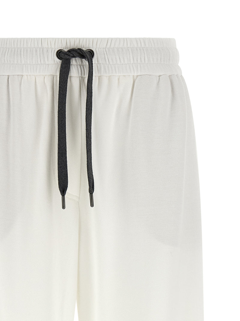 Brunello Cucinelli White Cotton Joggers - Luxury Sportswear