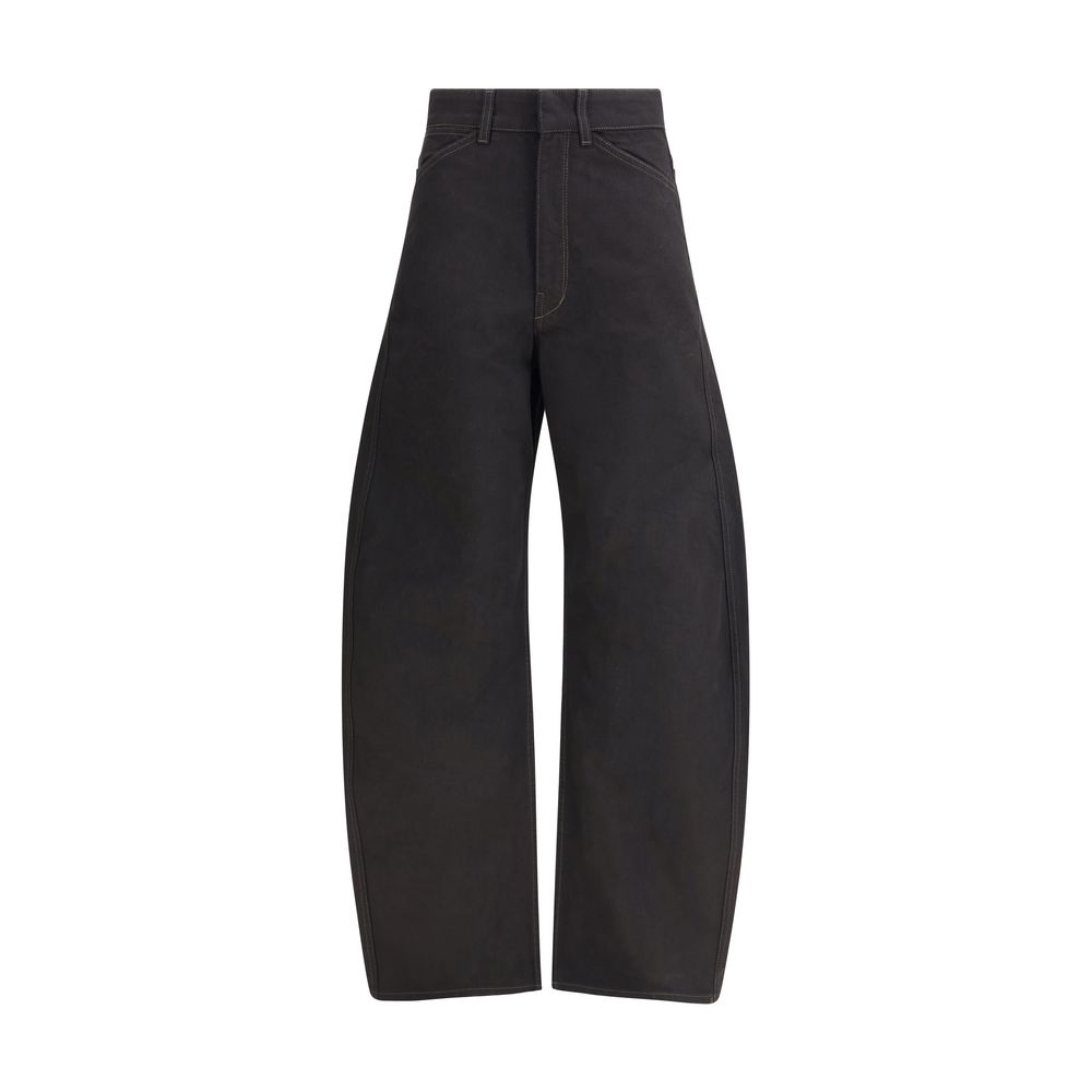 Lemaire Black Cotton High Waisted Barrel Pants