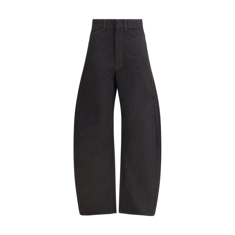 Lemaire Black Cotton High Waisted Barrel Pants