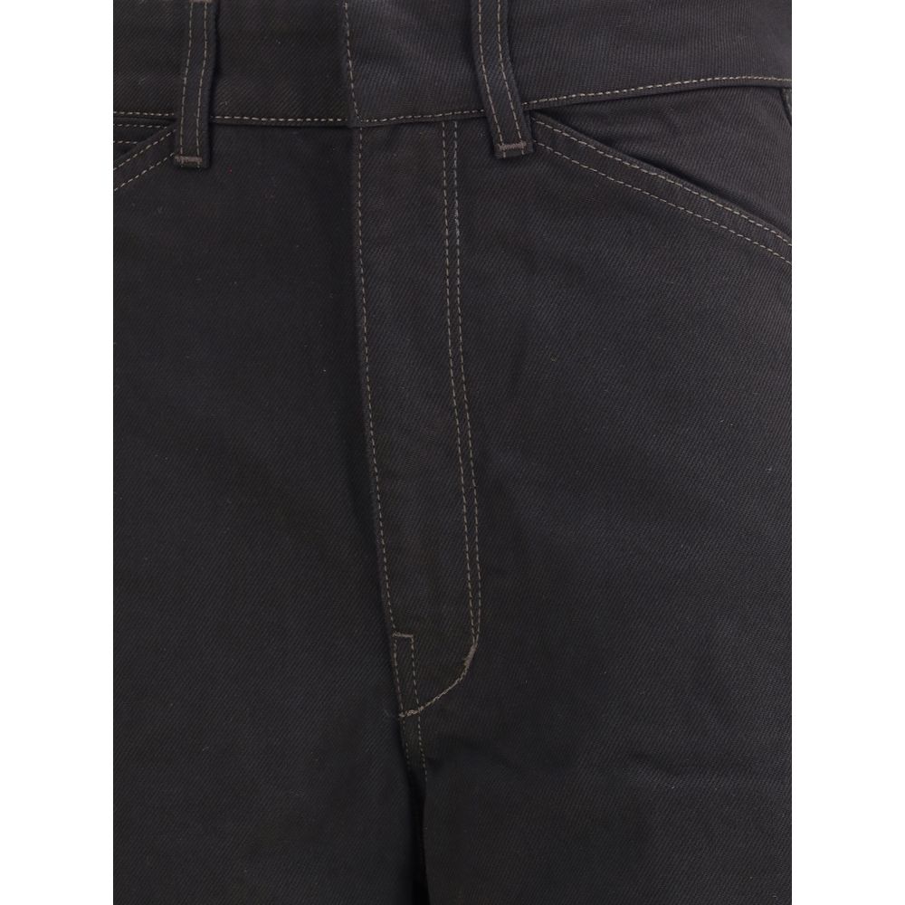 Lemaire Black Cotton High Waisted Barrel Pants