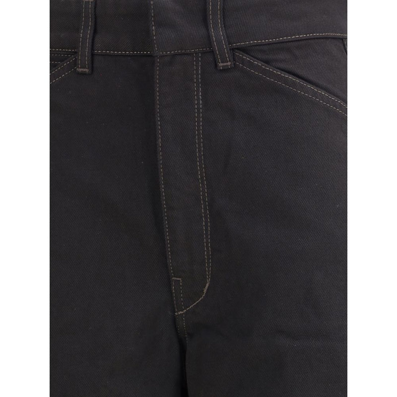 Lemaire Black Cotton High Waisted Barrel Pants