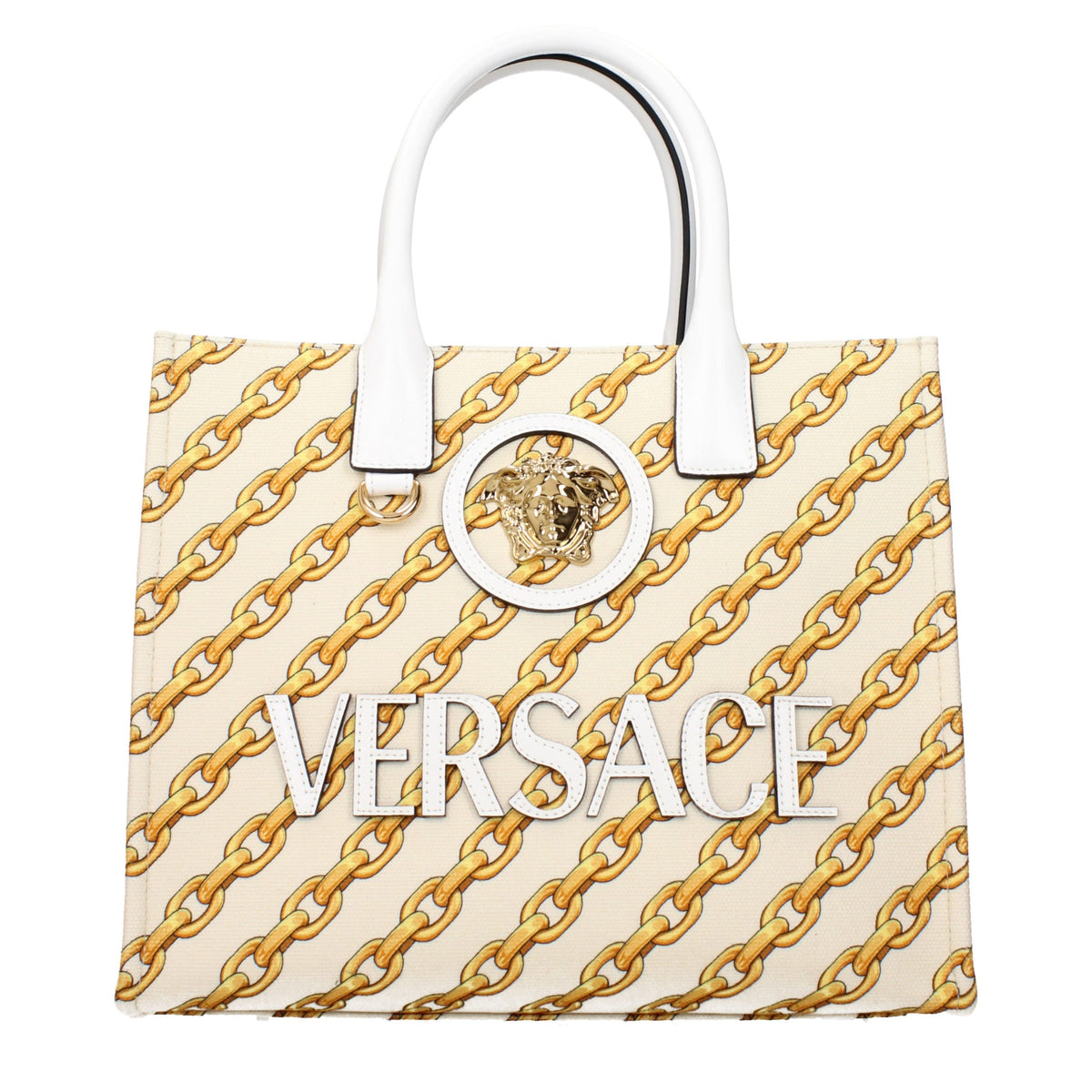 Sac à main Versace en tissu beige