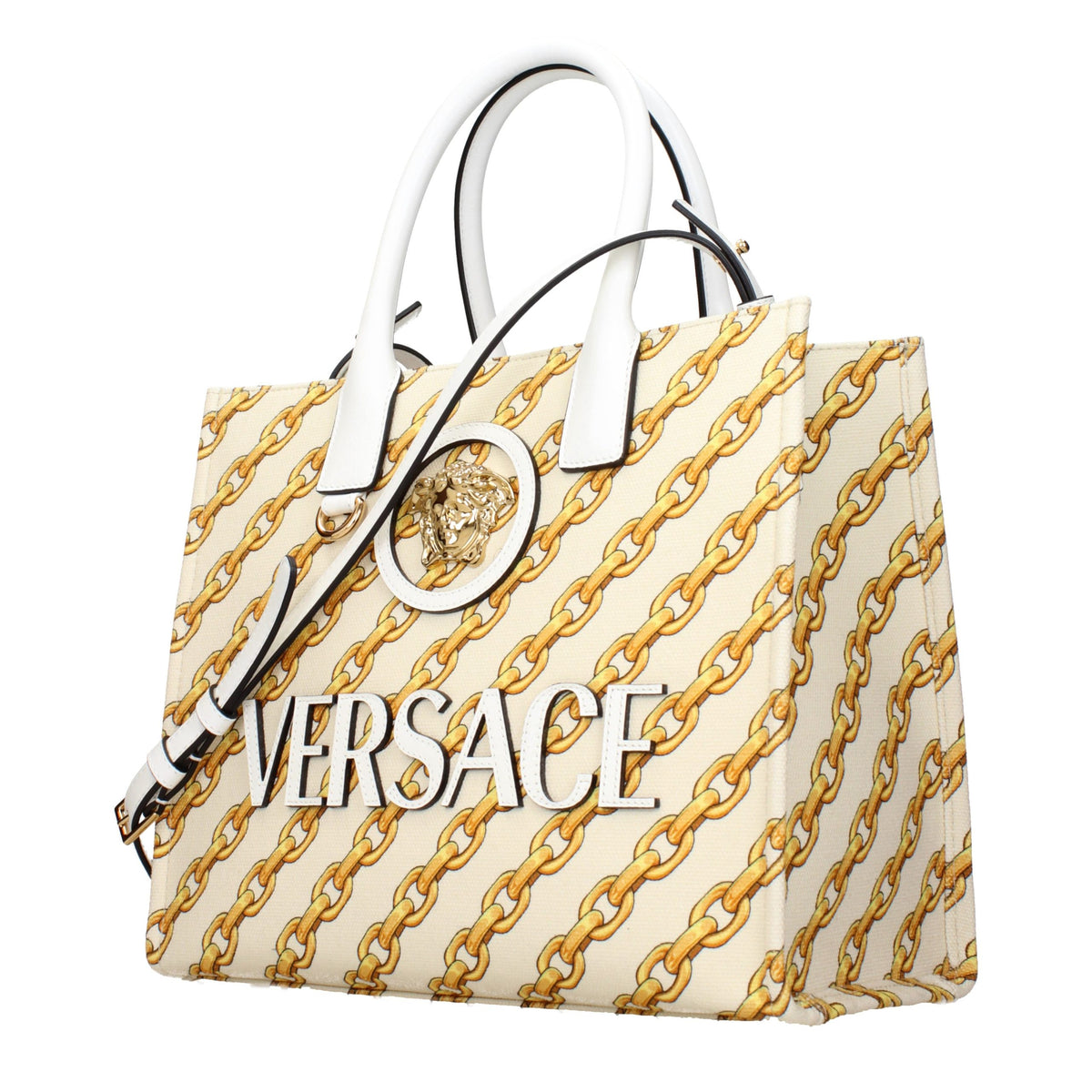 Sac à main Versace en tissu beige