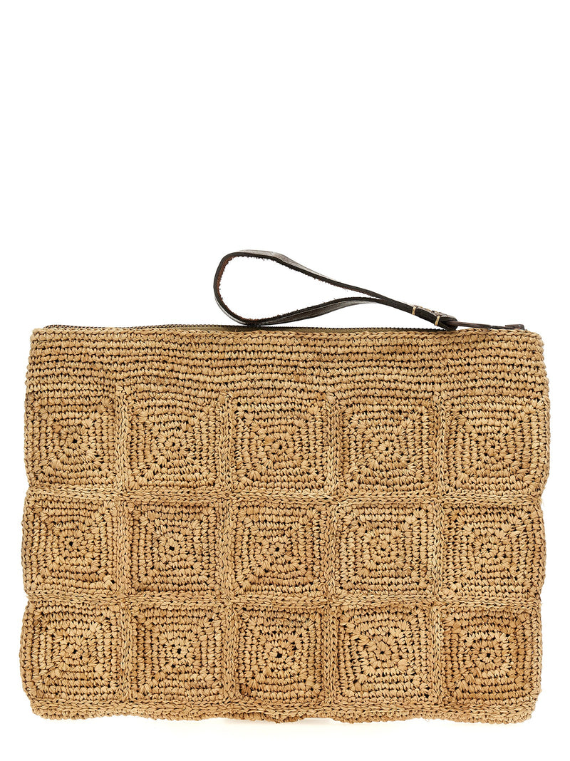 Ibeliv Beige Raffia Clutch Bag