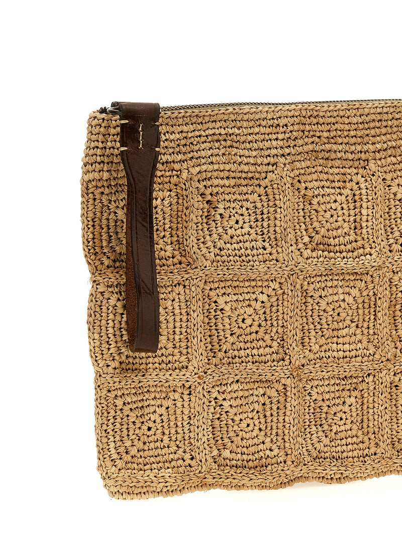 Ibeliv Beige Raffia Clutch Bag