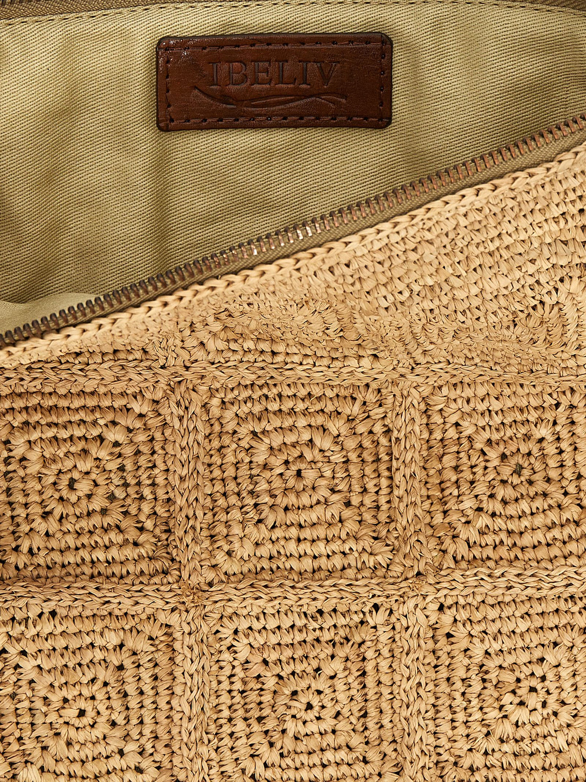 Ibeliv Beige Raffia Clutch Bag