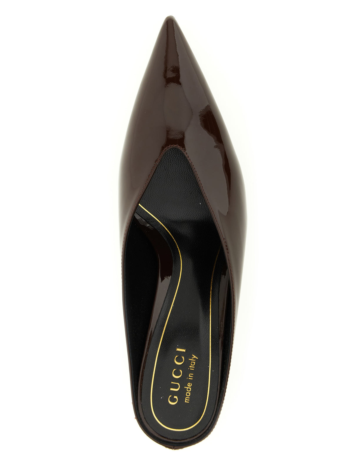 Escarpins Gucci en cuir de veau bordeaux à talon mi-haut